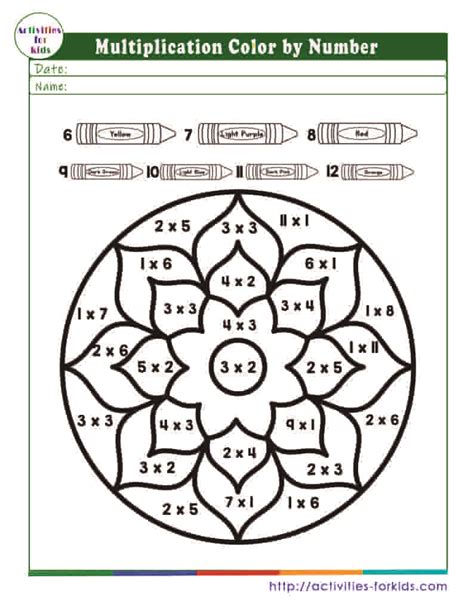 Multiplication Color By Number Free
