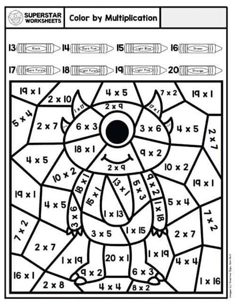 Multiplication Color By Number Printable