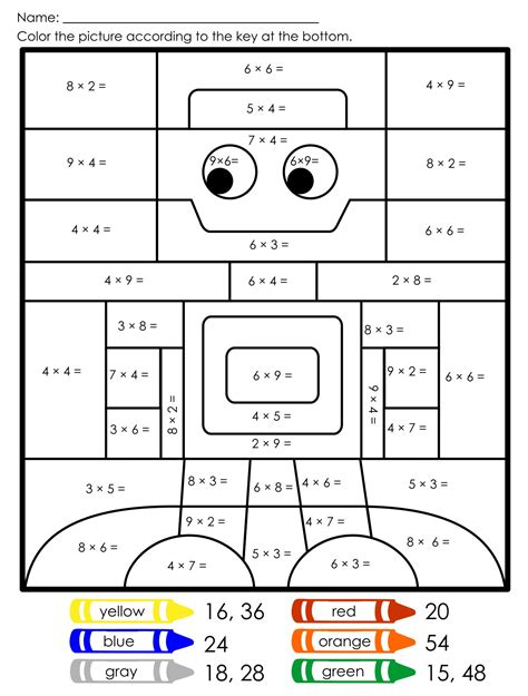 Multiplication Coloring Worksheets