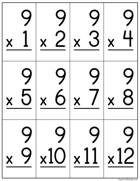 Multiplication Flash Cards Printable