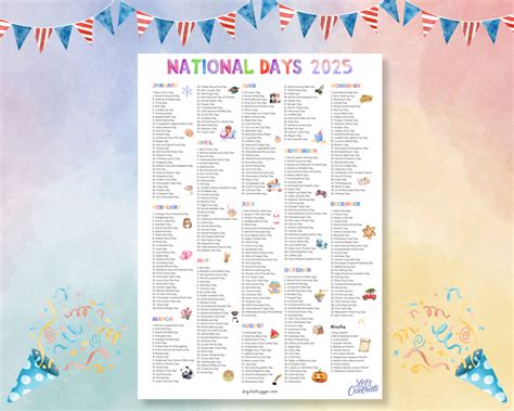National Day Calendar 2025 Printable Free