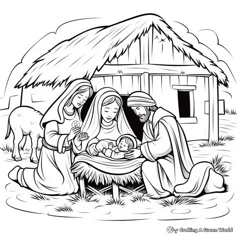 Nativity Scene Coloring Pages Printable