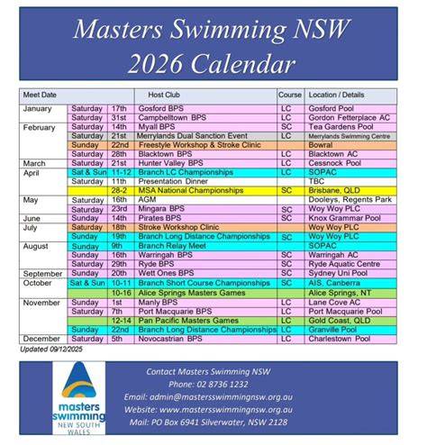Ncac Swimming Calendar