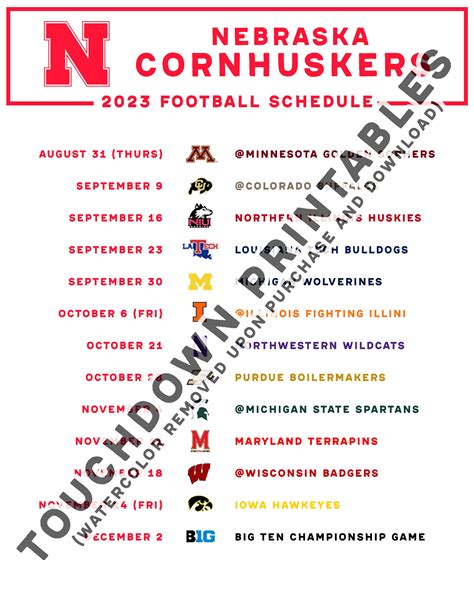 Nebraska Football Schedule 2024 Printable Pdf