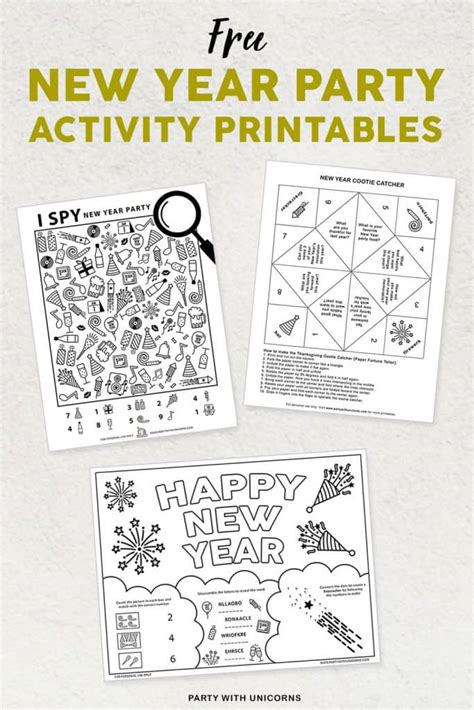 New Years Activity Sheets