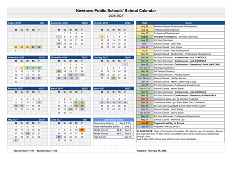 Newtown Schools Calendar
