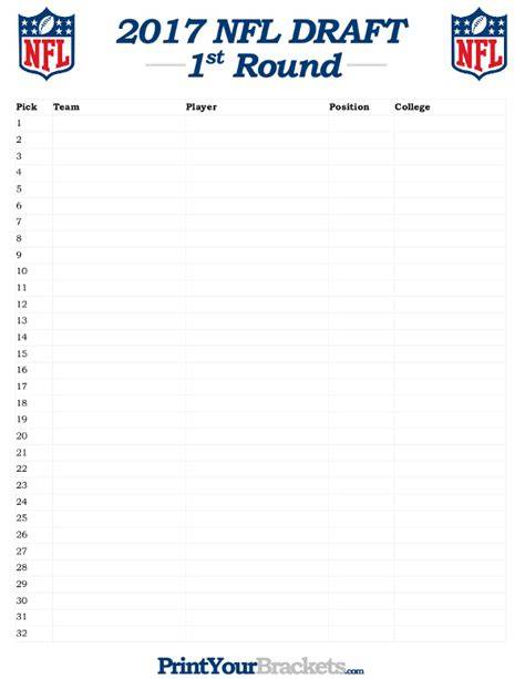 Nfl Draft Sheet Printable