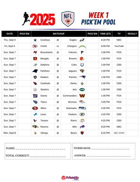 Nfl Schedule Week 1 Printable
