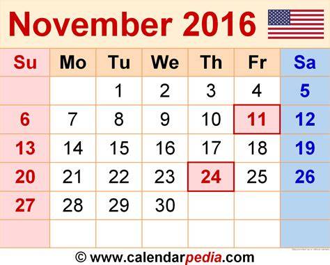 Nov 2016 Calendar