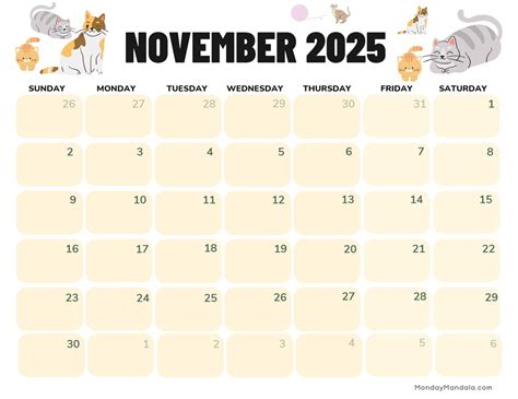 November 2025 Calendar Printable Free