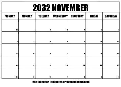 November 2032 Calendar