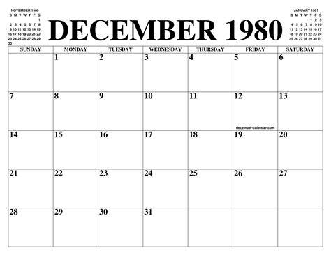 November Calendar 1983