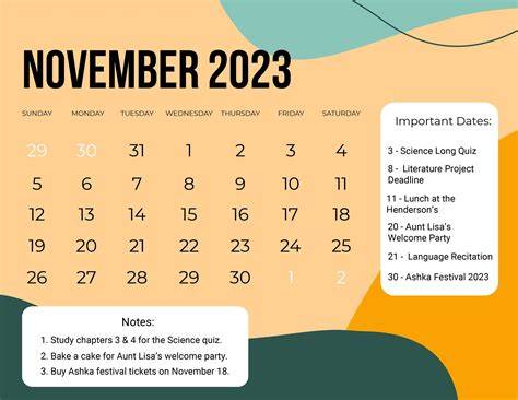 November Calendar November Calendar