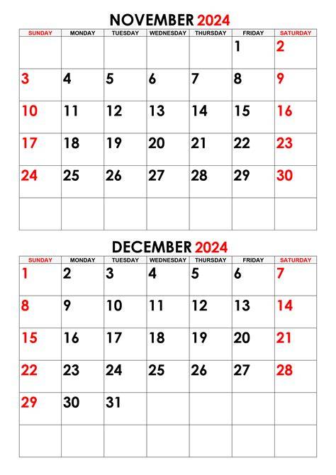 November December Calendar 2024