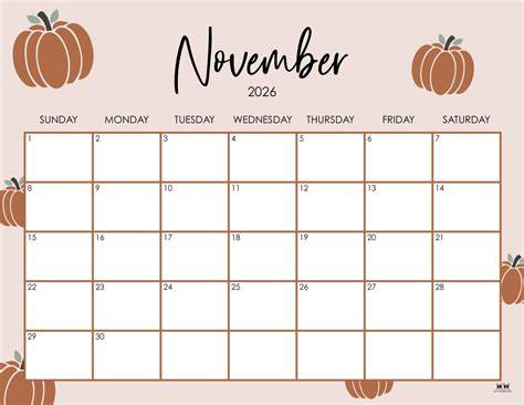 November Monthly Calendar