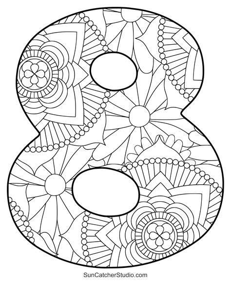 Number 8 Colouring Pages