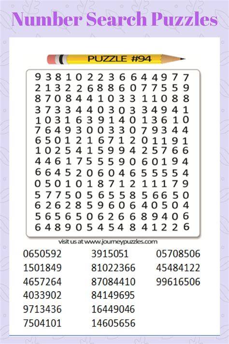 Number Search Puzzles Printable