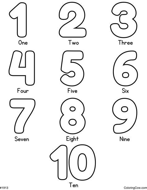 Numbers 1 10 Coloring Sheet