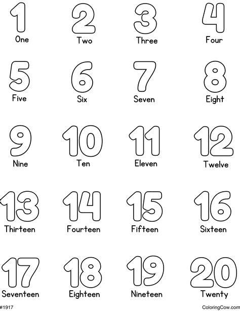 Numbers 1 20 Coloring Pages