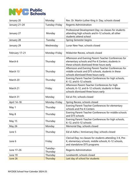 Nyc Education Calendar