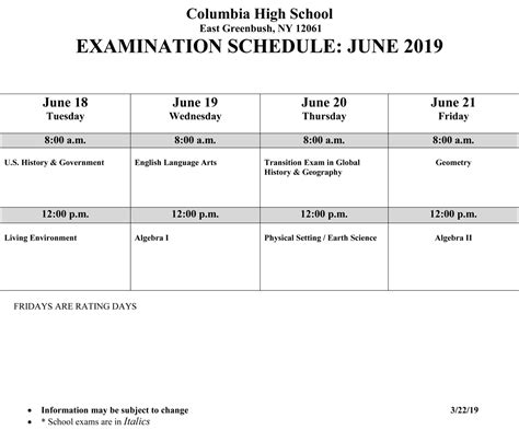 Nys Regents Exam Calendar
