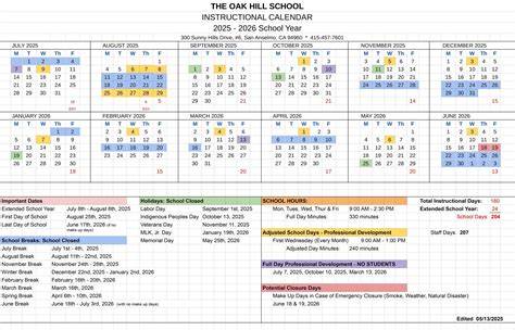 Oak Hills School Calendar