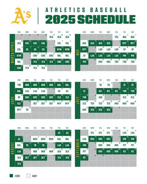 Oakland A S Printable Schedule