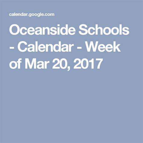 Oceanside District Calendar