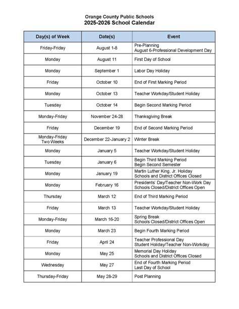 Ocps Academic Calendar