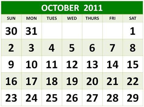 Oct 2011 Calendar