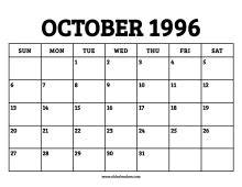 October 1996 Calendar