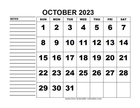 October 23 Calendar Printable