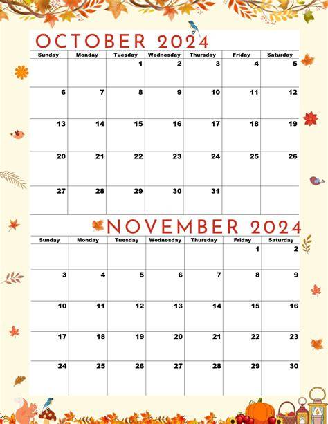 October And November 2024 Calendar Printable