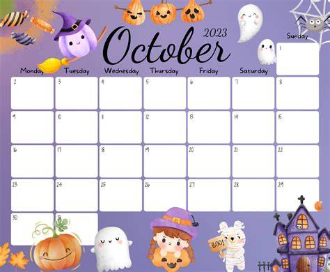 October Calendar Halloween