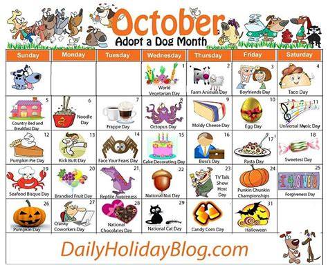 October Holiday Calendar