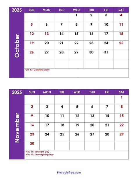 October November 2025 Calendar