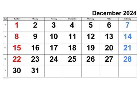 december 2024 calendar printable