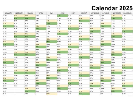 excel calendar template 2025