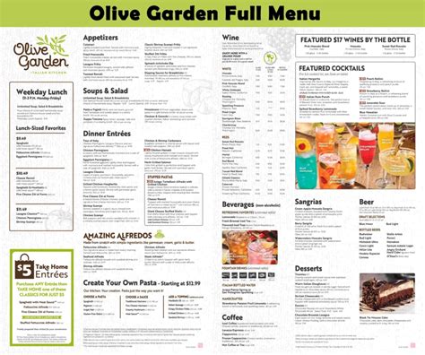 Olive Garden Printable Menu