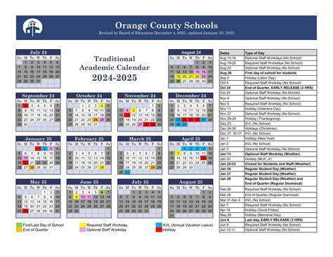 Orange County Calendar 2025