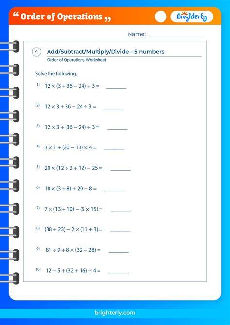 Order Of Operations Printable