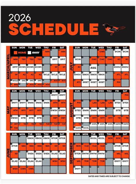 Orioles Schedule Printable