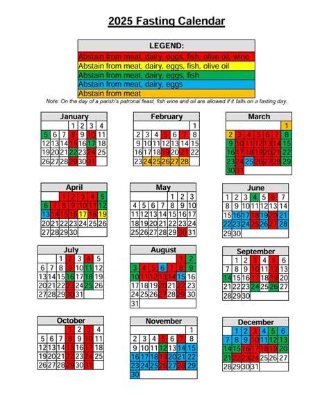Orthodox Fasting Calendar 2025