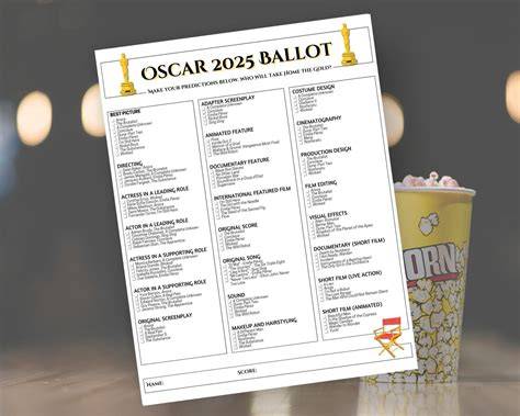 Oscars 2025 Ballot Printable