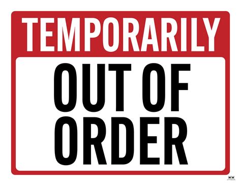 Out Of Order Sign Free Printable