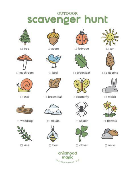 Outdoor Scavenger Hunt Printable