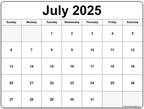 july 2025 printable calendar