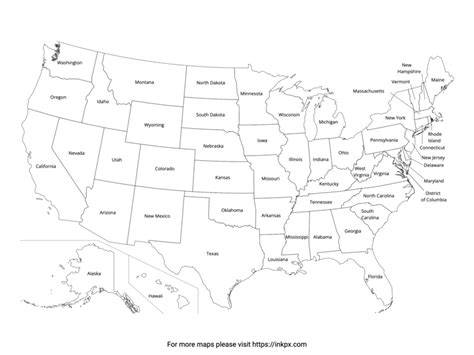 Outline Map Of The Usa Printable