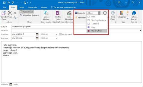 Outlook Calendar Out Of Office