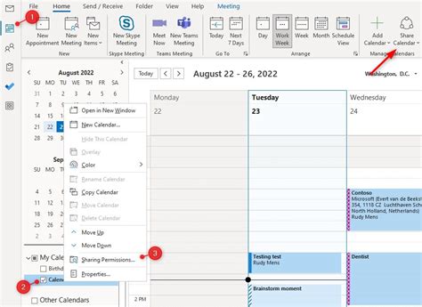 Outlook Shared Calendar Permissions